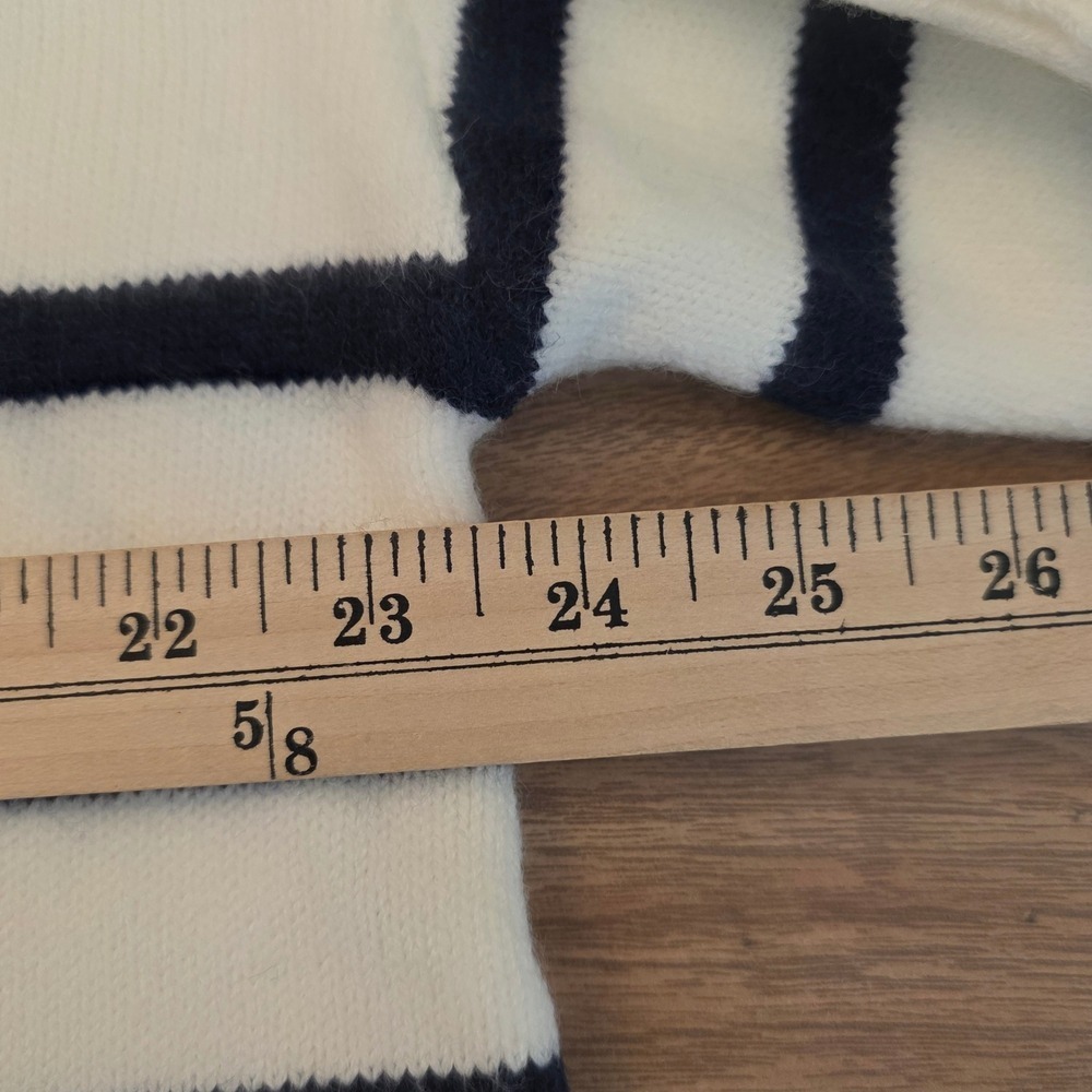 Grace Karma Womens Striped Mock Neck Sweater Pullover Cream Blue Large Nautical - Picture 12 of 14